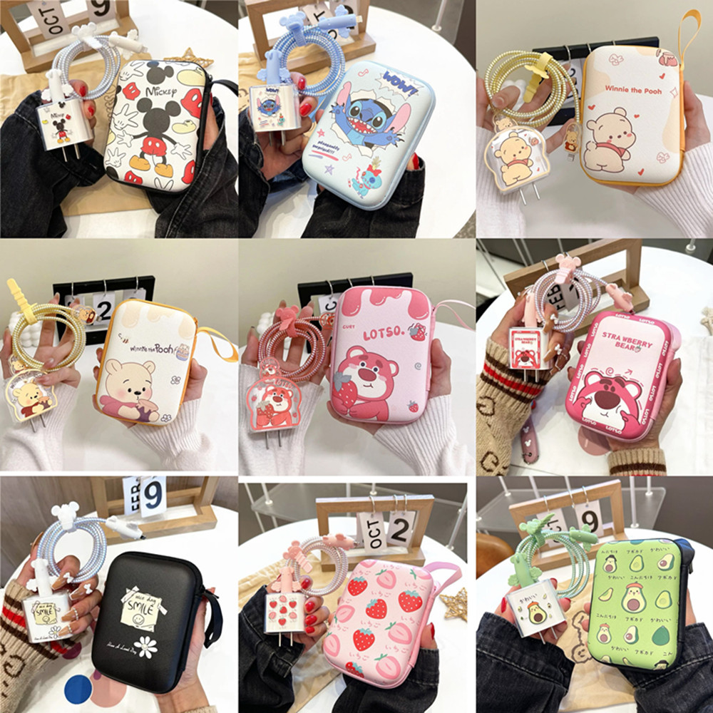 Phone Accessories Box Set - Cartoon Cable Protector for iPhone /