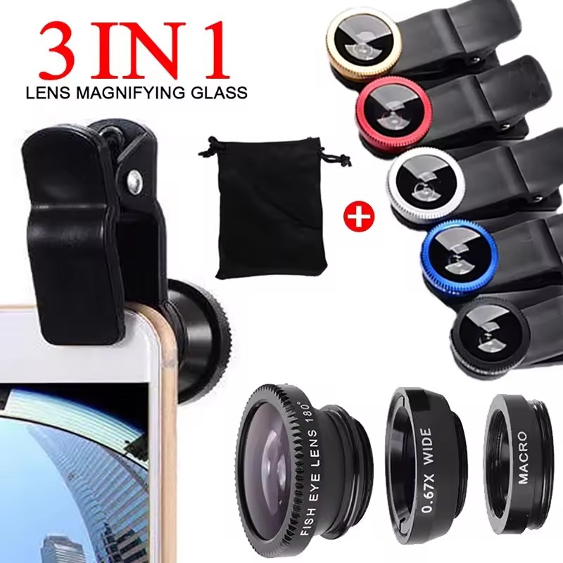 Lens Camera Clip - 3 In 1 Fisheye Phone Lens