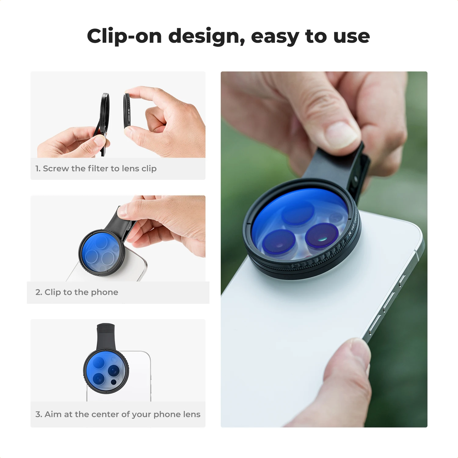 K&F CONCEPT 52mm Clip-on CPL C - Lens Camera Clip 评论和价格