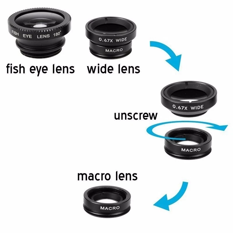 3 In 1 Fisheye Phone Lens 0.67 - Lens Camera Clip 评论和价格
