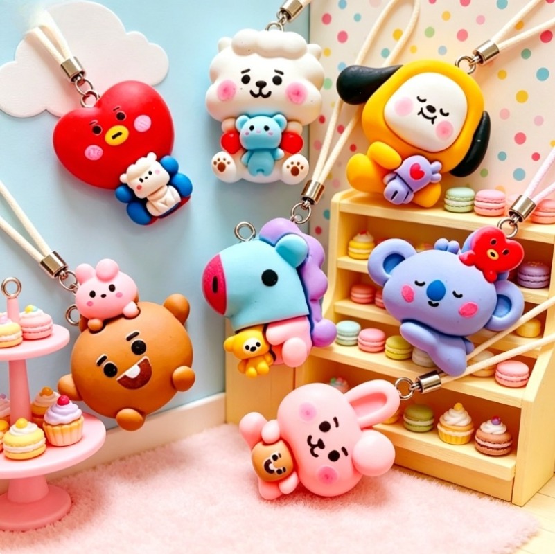 7pcs BT21 Resin Cartoon Charm  - Phone Accessories Jewelry 评论和价格