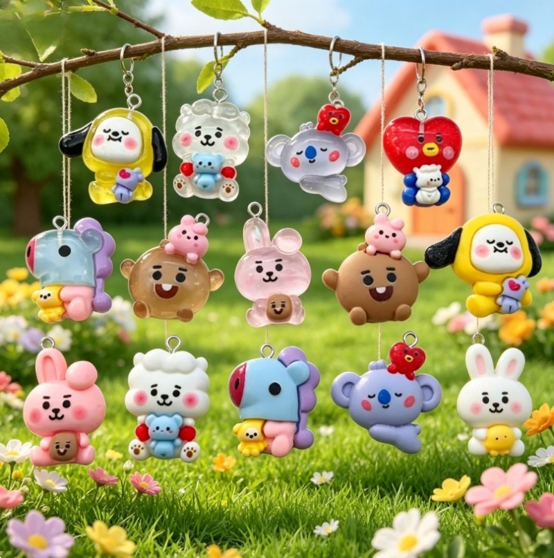 7pcs BT21 Resin Cartoon Charm  - Phone Accessories Jewelry 评论和价格